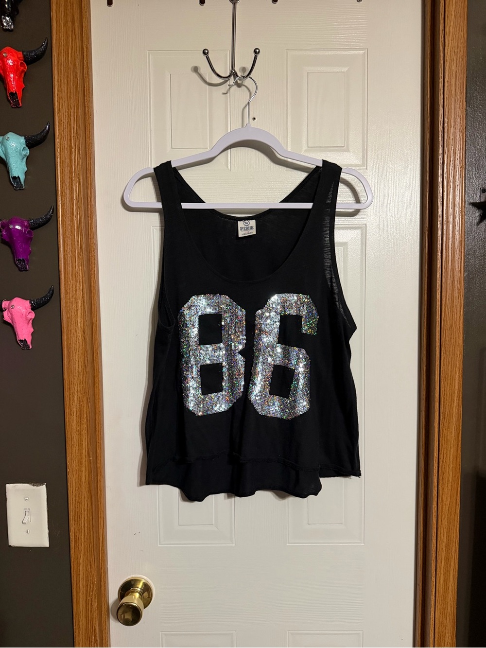🖤vs pink sequin bling Victoria secret tank